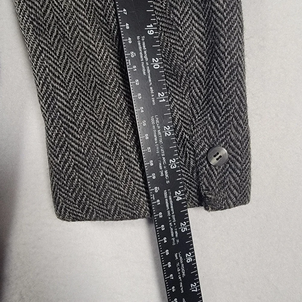 Harris Tweed Herringbone Sport Coat Blazer Mens Gray Wool Handwoven Vintage